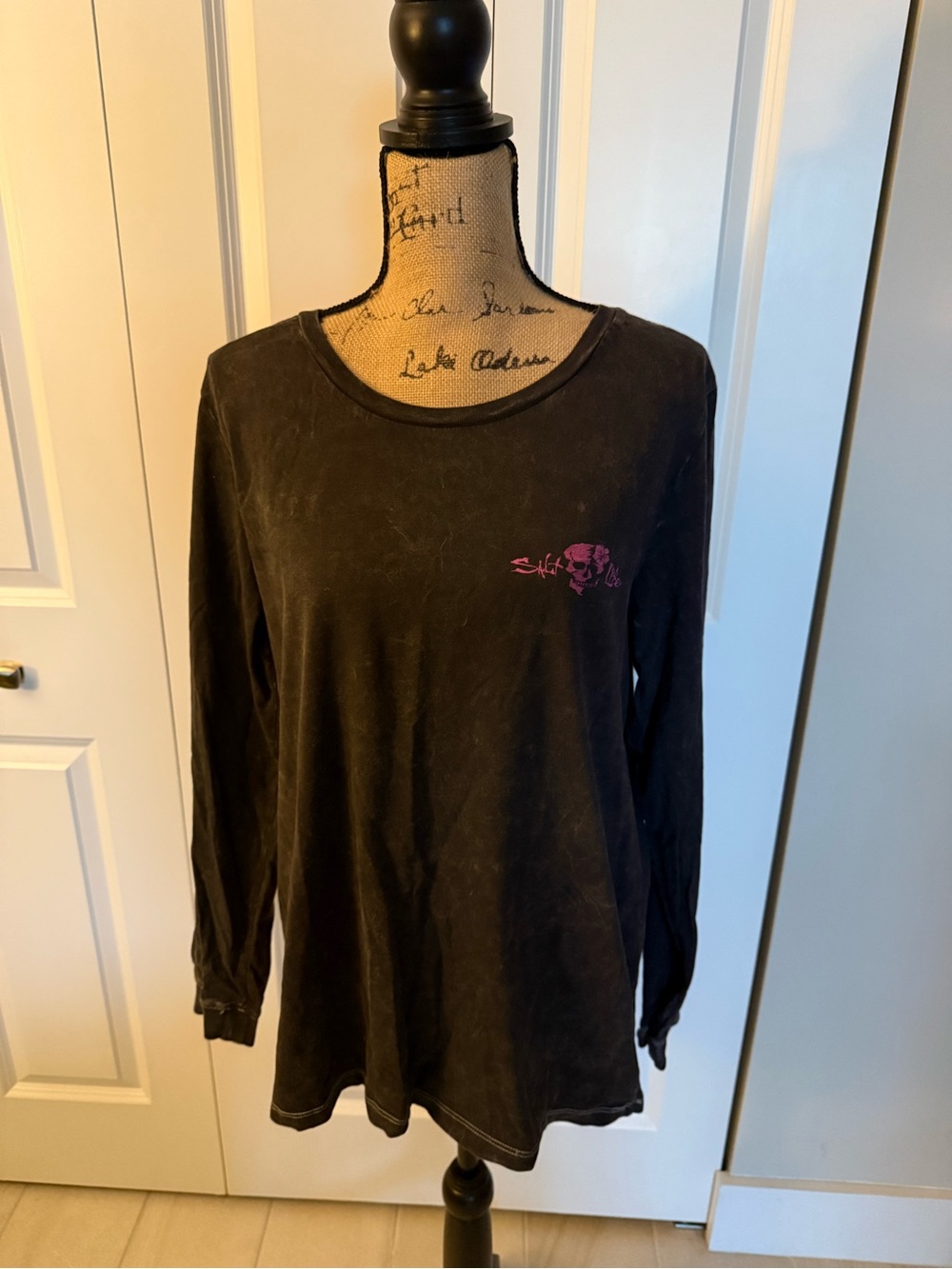 Salt Life Black Long-Sleeve Tee with Purple Back Graphic